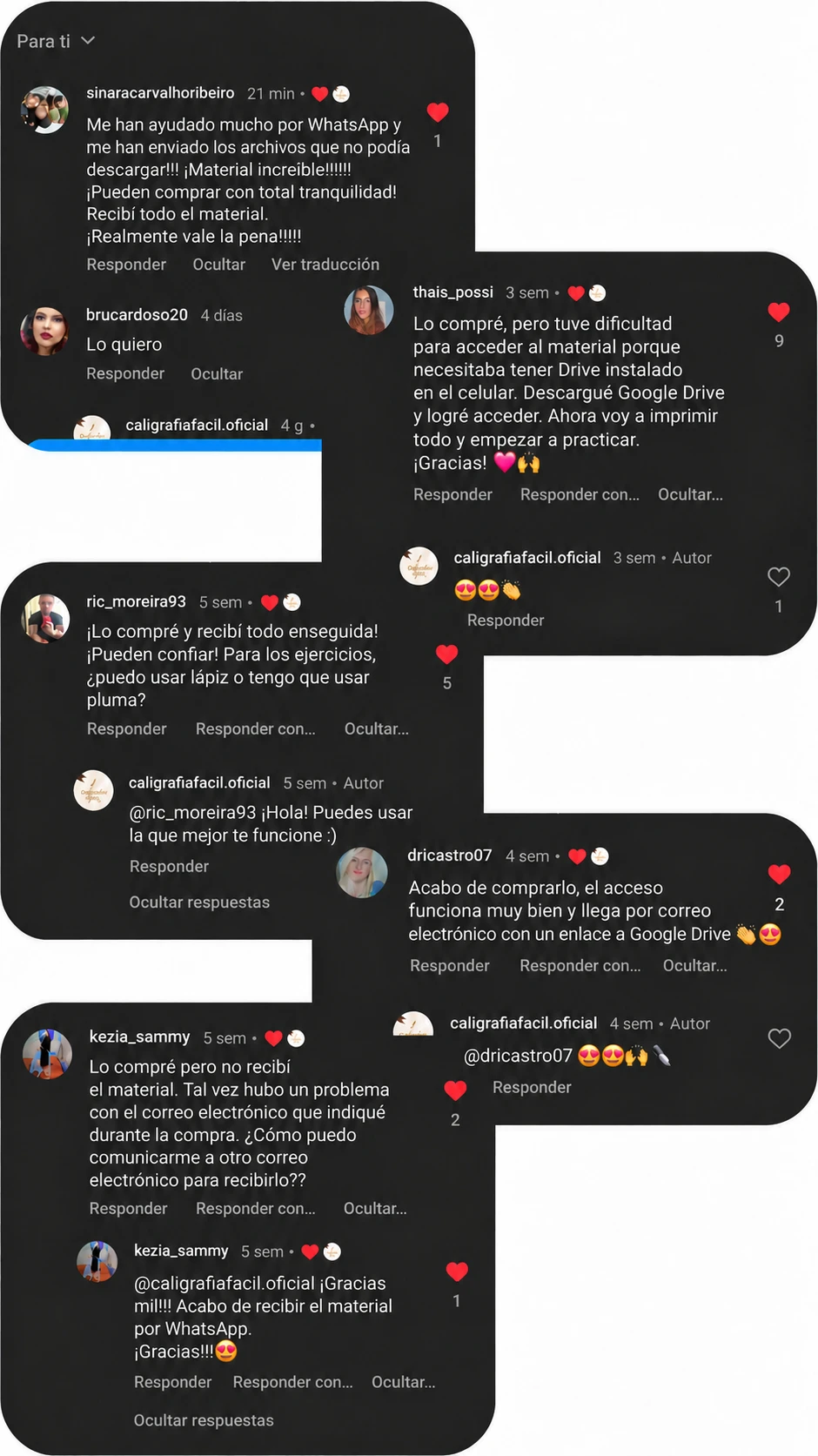 Comentarios reales de alumnos